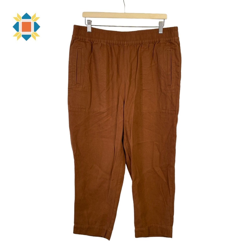 Madewell Women's XL Brown Tapered Huston Pull-On Cotton Moleskin Pants